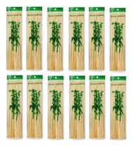 12 Bolsas Palos Palillos Brochetas 30cm Bambú 90 A 100 Piezs