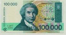 Fk Billete Croacia 100.000 Dinara 1993 - F E S/ Circular
