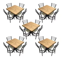 Mesa De Madera Sillas Para Restaurante Bar Cafetería 5 Pzas Color A Elegir Después De La Compra