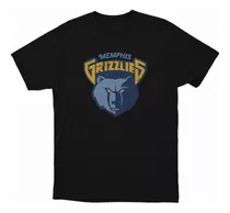 Remera Basket Nba Memphis Grizzlies Negra Logo Alternativo