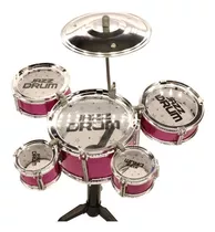 Mini Bateria Infantil Criança Musical Pop Star Jazz Drum Cor Rosa