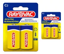 04 Pilhas C Zinco Média Amarelinhas Rayovac 2 Cart C 2 Unid