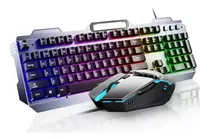 Kit Teclado E Mouse Gamer Led Rgb Usb Metal Profissional