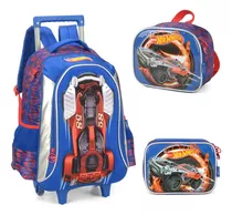 Kit Mochila Carrinho C/ Alça Costas Original Hot Wheels