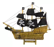 Navio Pirata Caravela Artesanal Barco A Vela Veleiro 33 Cm