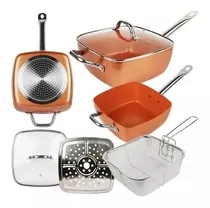 Combo Sarten Copper Chef Migas 5 Piezas Set Juego De Cocina