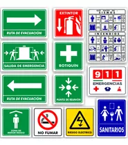 Señalamientos Protección Civil Seguridad Kit De 12 Pzas