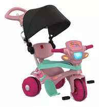 Triciclo Velotrol 858 Com Capota Passeio E Pedal Rosa Bandeirante