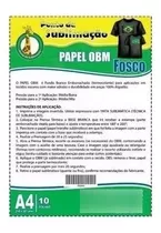 Papel Obm A4 Original Para Camisetas Escuras C/ 10 Folhas