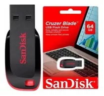 Pendrive Sandisk Cruzer Blade 64gb 2.0 Original Lacrado N/f