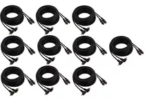 Kit Com 10 Cabos Rca 5 Metros Preto Conector Banhado A Ouro