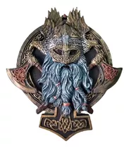 Placa Decorativa De Parede Guerreiro Viking Berserker 19cm