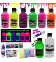 Kit Slime Neon  + Luz Negra + Cola Dark 250ml De Brinde