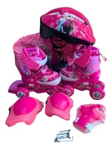 Patines Frozen Ajustables Para Niñas + Casco + Protecciones