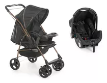 Carrinho De Bebê Galzerano Milano Reversível + Bebê Conforto Cor Preto Cor Do Chassi Cobre