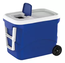 Caixa Térmica Cooler 50 Litros Com Rodas E Alça Azul Soprano