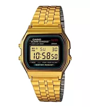 Reloj Casio F91 Original Metal Goma Negro Dorado