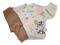 Conjunto De Friza Buzo Y Pantalon Estampado Cebra 24310 Yb