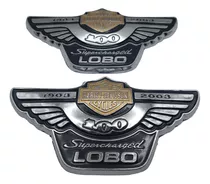 Par De Emblemas Harley Davidson Lobo Supercharged 100 Aniver