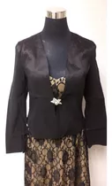 Chaqueta De Fiesta Blazer Negro Tafeta Elasticado