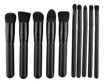 Set 10 Brochas Maquillaje Kabuki Gugus Makeup Profesional Color Negro