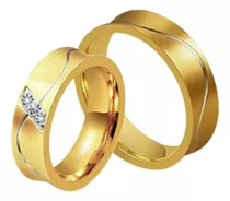 Aros Matrimonio Alianza Oro18k Cristales Joyeria Gold