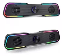 Caixa De Som Soundbar Gamer Pc Tv Notebook Estéreo Led Rgb Cor Preto 110v/220v