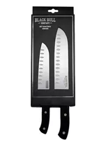 Set 2 Cuchillos 7  Y 5  Santoku Texas Black Bull