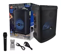 Bocina Bluetooth Grande Control Y Micrófono Karaoke Luz Led Color Negro