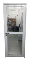 Puertas Aluminio Blanco 80x200 Vidrio Entero Con Travesaño