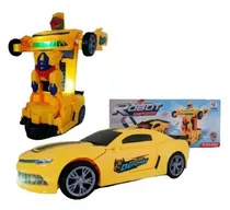 Carrinho Amarelo Vira Super Robo Trasformes Bate Volta Top