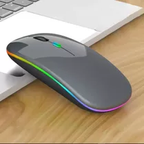 Mouse Rgb Led Anatômico Sem Fio Bateria Recarregável 2,4g Cor Cinza