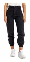 Pantalon Cargo Mujer Jean Estilo Jogger Rigido