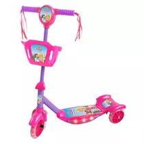 Patinete 3 Rodas Infantil Musical Com Luzes E Cesta Menina  