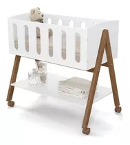 Mini Cuna Colecho Liv Blanco/eco Wood Con Ruedas - Kidscool