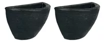 Vaso Planta Parede Vaso Meia Lua Escovado Polietileno Kit 2