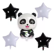 Kit C/ 5 Balão Metalizado Urso Panda E Balão Estrela 45cm