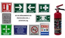 Kit-paquete Señalamientos De Protección Civil + Ext. 2.0 Kg 