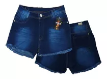 Short Jeans Feminino Azul Com Bolso E Calcinha De Algodão