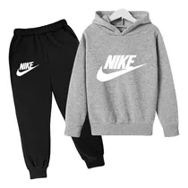 Conjunto Joggers Hoodie Diseño Logo Nike Para Niños