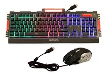 Kit Gamer Teclado + Mouse Led Metal Abnt Semi-meca