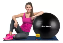 Redlemon Pelota Para Pilates Y Yoga De Resistencia Estática, Pelota Para Ejercicio En Casa O Gimnasio, Textura Antiderrapante Y Resistente Para Fisioterapia, Incluye Bomba De Aire (65 Cm De Diámetro)