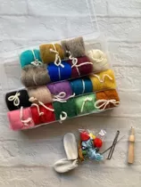 Kit De Vellón / Needle Felting Incluye 16 Colores De Vellón