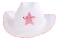 Sombrero Sheriff Estrella Rosa Vaquero Cowboy Texas Color Blanco