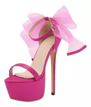 En Stock Abfa Shop Talla 37 Zapatos Lazo Taco Aguja Fucsia