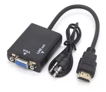 Cabo Conversor Hdmi P/ Vga Pc Xbox Monitor C/ Saída De Áudio