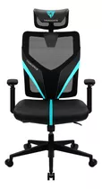 Cadeira De Escritório Thunderx3 Yama1 Gamer Ergonômica  Preta E Cíano Com Estofado De Mesh