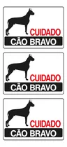 Combo 3 Placas Sinalização Cuidado Cão Bravo 30x20 Ps22 F5e