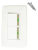 Apagador Interruptor Doble Moderno Blanco Botón Reflectivo