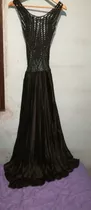 Vestido De Hilo Y Raso Negro De Diseñador De Natalia Antolin